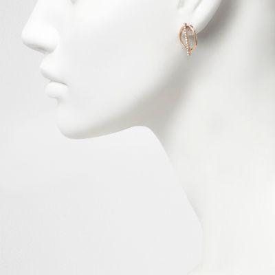 Rose gold tone circle diamante earrings